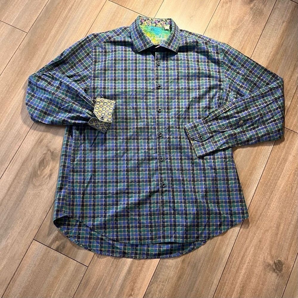 Robert Graham Blue Pattern Buttonup Men XL Bin‎ O-15
